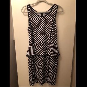 Black and white peplum dress